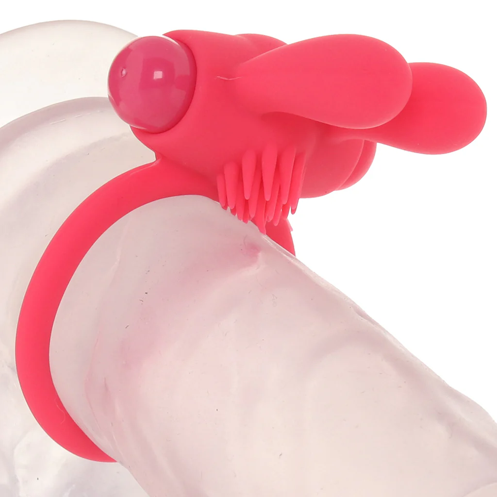 Neon Rabbit Vibrating Cock Ring in Pink - Image 2